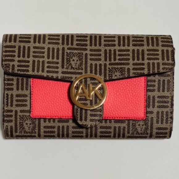 Anne Klein Monogram, Pink Accents, Gold Clasp & Chain, Clutch, Cross Body Bag - Picture 6 of 7